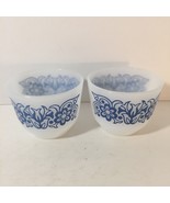 2 Blue White Custard Cups Federal Milk Glass Small Serving Bowl Dish Tul... - £13.96 GBP