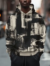 Men&#39;s Retro Brush Strokes Art Print Print Casual Hoodie - £23.72 GBP