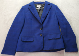 Le Suit Blazer Jacket Womens Size 14 Blue Lined Pockets Peak Collar Button Front - £21.33 GBP