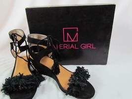 NIB Material Girl Mhaniya Black Wedge Dress Ankle Tie Sandal 070M Org $5... - £9.08 GBP