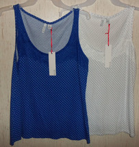 Lot Of (2) Nwt Womens Elle Polka Dot Knit W/ Lace Tank Tops Size M - £20.20 GBP