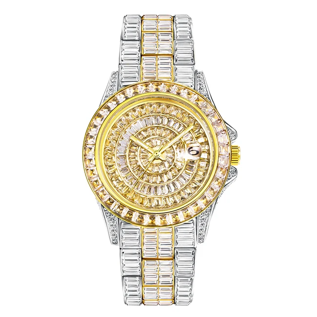 Fully Diamond Watches For Men Top Luxury Stainless Steel Automatic Date ... - £95.32 GBP