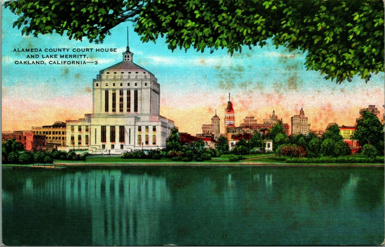 Primary image for Alameda County Courthouse Lake Merrit Oakland California CA UNP Linen Postcard