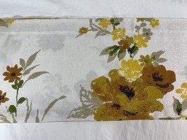1 Vintage Mid-Century Floral Valance Panel YELLOW GOLD BROWN GREEN Fabric - €10,39 EUR