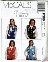 McCalls Sewing Pattern 8484 P306 Vests Holiday Applique Misses Size 16-18 - $8.36