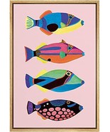 Color-Banner Framed Canvas Print Wall Art Multicolor Striped &amp; Dotted Fi... - €25,48 EUR