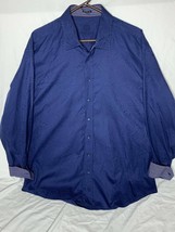 Bugatchi Uomo Mens Button Down Long Sleeve Blue Shirt Classic XL Rolled Cuff - £17.22 GBP