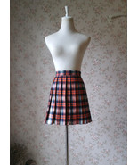 Orange Plaid Skirt Outfit Women A-line Short Pleated Plaid Skirt School ... - $39.57 CAD