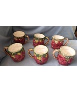 6 Hand Painted Takahashi SF Japan 3D Embossed Majolica Floral Strawberry... - £22.15 GBP