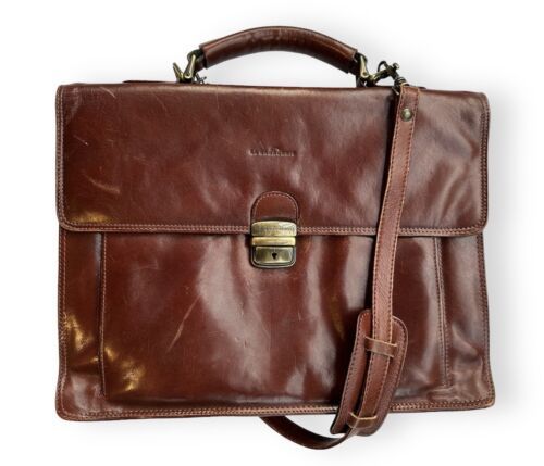 Primary image for Vintage Brown Leather Bag La Bagagerie Briefcase Portfolio Messenger