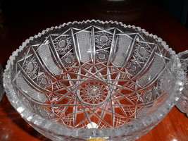 Bohemia BARDEJOV Crystal Cut bowl &amp; 6 individual fruit bowls Handmade Zech fine! - £237.98 GBP