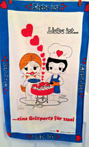 Rare Kim Casali German &quot;Love Is...&quot;  Vintage 1970&#39;s Tea or Kitchen Towel 29 x 18 - £23.92 GBP