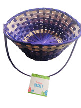 Wooden Pastel Multicolor Easter Decorative Oval Basket W/Loose Handle 4”x11”. - £22.11 GBP