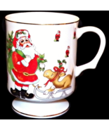 Lefton 1984 Christmas Pedestal Footed Coffee Cup Mug Santa with Baby Rei... - £25.94 GBP