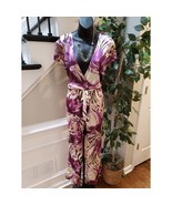 Nikibiki Jumpsuit Womens Large Purple Palm Leaf Print Tie Waist Surplice... - $58.22 CAD