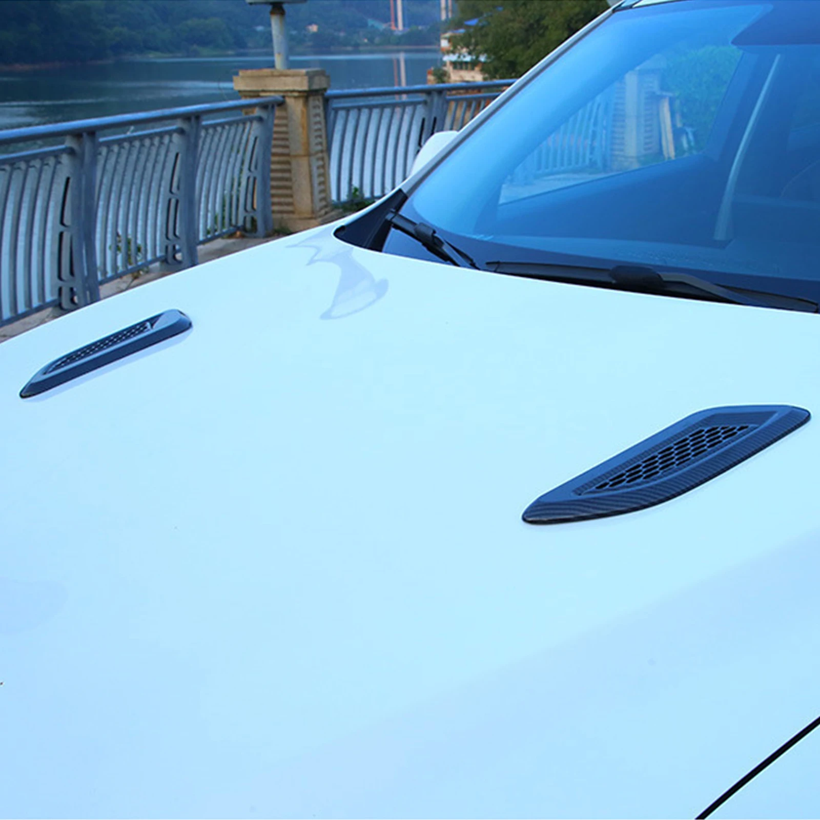 2Pcs Universal Car Air Intake Inlet Bonnet Hoods Scoop Vents Sticker Decorativ - £19.72 GBP