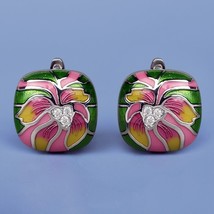 Ethnic Style Ladies Colored Flowers Epoxy Earrings Exquisite Ladies Party Jewelr - £8.95 GBP