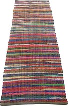 Eco Friendly 100% Recycled Cotton Colorful Chindi Runner Area Rug By, Multi. - £32.90 GBP