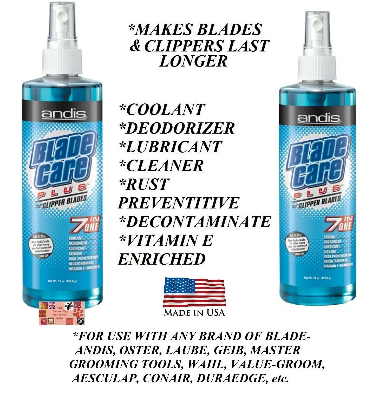 Primary image for 2-ANDIS 7 in 1 CLIPPER BLADE CARE PLUS Spray Cleans,Cools,Disinfects*AG,BG,A5,76