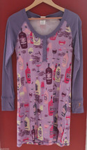 NWT Munki Munki Heather Ross Purple Pink Wine Lover&#39;s Henley Night Shirt M $78 - £22.13 GBP