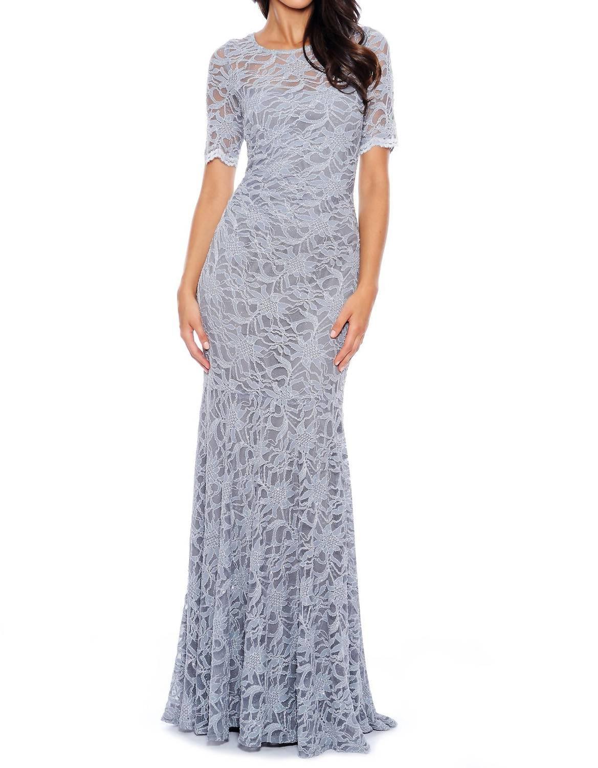Decode 1.8 scalloped sleeve lace overlay mermaid dress Silver - $68.00