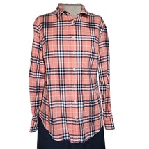 Pink Plaid Long Sleeve Cotton Button Up Top Size Small - £27.13 GBP