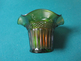 Northwood Green Vase Bowl Ruffled Borders 3 1/2 X 5&quot; Orig [91b] - £98.92 GBP