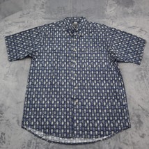 David Taylor Shirt Mens L Blue brown Plaid Paisley Short Sleeve - £19.70 GBP