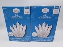 2x Holiday Time Clear Cool White Mini Lights 50 Lighted Length 9.5 Ft Wh... - $15.83