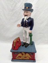 Vintage Cast Iron Uncle Sam Mechanical Coin Bank - £16.74 GBP