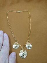 J-SAND-10) three Sand dollar gold tone charm pendant on 18" necklace sea... - $13.29