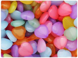BeadTin Translucent Mix 14mm Heart Plastic Craft Beads (60pcs) - $2.39