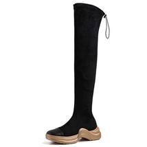 Genuine leather autumn and winter fashion thick-soled thick-soled long-tube elas - £97.65 GBP