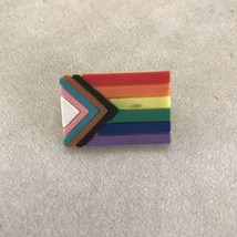 LGBTQ+ Gay Queer Inclusive Progress Pride Flag Rubber Pin Brooch Accessory - £11.06 GBP