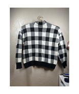 Lauren Ralph Lauren Black Label Black White Buffalo Check Wool Sweater S... - $1,023.42 MXN