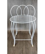 Curvy White Metal Vanity Stool Boudoir Chair 16&quot; Seat MCM Loop Unique Ho... - €127,92 EUR