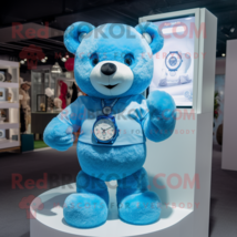 Blue Teddy Bear mascot costume character dressed with a Poplin Shirt and Digital - £1,003.16 GBP