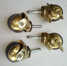 9LL76 SET OF 4 BEDFRAME CASTERS, 1-7/8&quot; WHEELS, 3/8&quot; STEMS, VERY GOOD CO... - £7.58 GBP