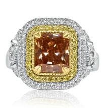 3.78 Ct Radiant Yellowish Brown Diamond Engagement Ring 14k White Gold - £6,590.71 GBP