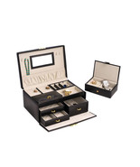 International Black Leather 2 Level Jewelry Box with 3 Drawers Removable... - $375.43 CAD