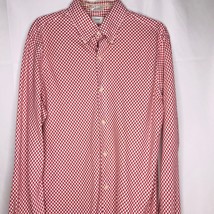 J. Crew Shirt Size Large 16.5-17 Red White Check Gingham LS Button Front Mens - £14.23 GBP