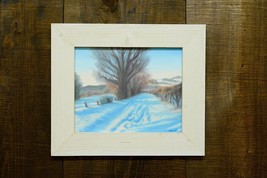 Original oil on canvas 13.5&quot;x16&quot; winter scene with wood frame. - £299.75 GBP