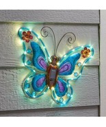 16&quot;x12&quot; Solar Lights Butterfly Wall Hanger Mutli Color - £25.98 GBP
