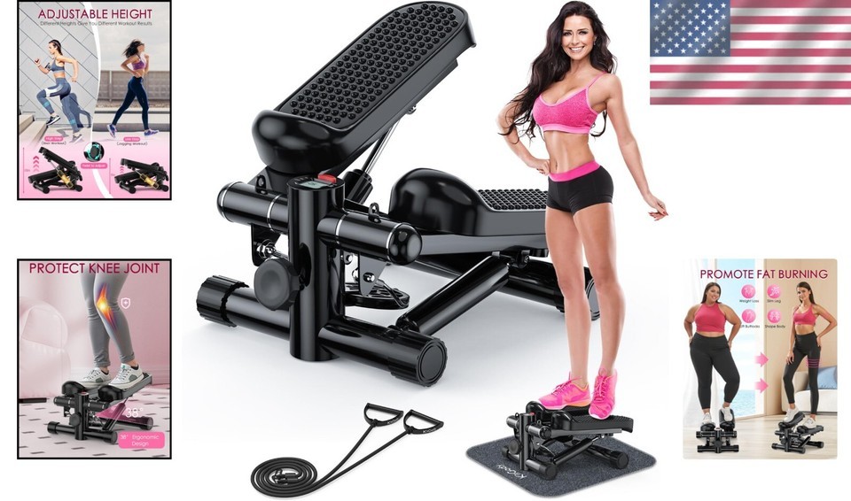 330LB Capacity Mini Exercise Stepper with Resistance Bands for Home Fitness Item image 2