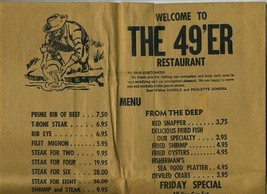 The 49er Menu Knoxville Tennessee Printed on a Paper Grocery Bag - £27.68 GBP