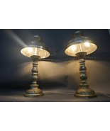 Vintage Rare Moorish Brass Silver Inlaid Double bulbs Pair of Table Lamp... - €343,98 EUR