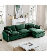 Oversized 3-Seater Corduroy Sectional Sofa w/ Ottoman (Green) - $1,213.12 CAD