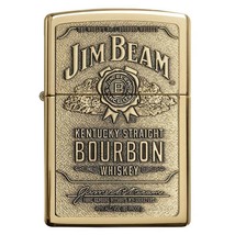 Zippo Windproof Lighter Jim Beam Brass Emblem High Polish Brass - $75.45