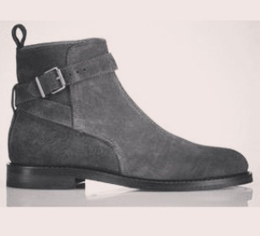 Handmade Men’s Gray Color Jodhpurs Buckle Boots, Men's Suede Ankle High Dress