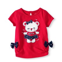 Walmart Brand Baby Girls 3-D Bow Shirt Size 3-6 Months Red Bear Cutie NEW - £7.41 GBP
